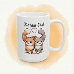 Kubek „Kotam Cię!” – dwa zakochane kotki i serce